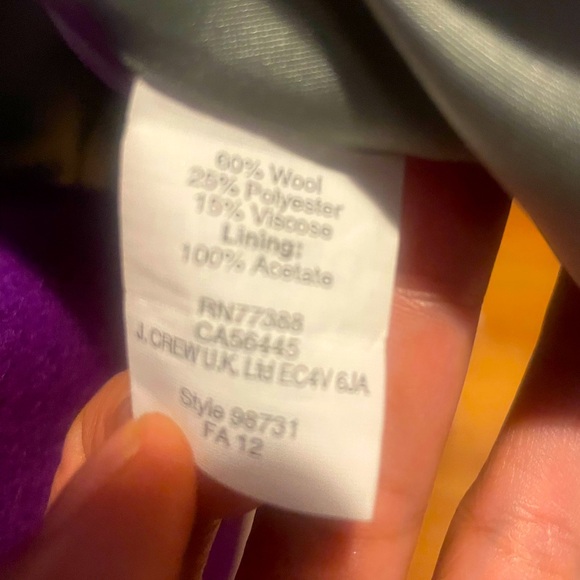 J.Crew Majesty Peacoat in Stadium Cloth. Sz 0 Purple, very good - Picture 3 of 4